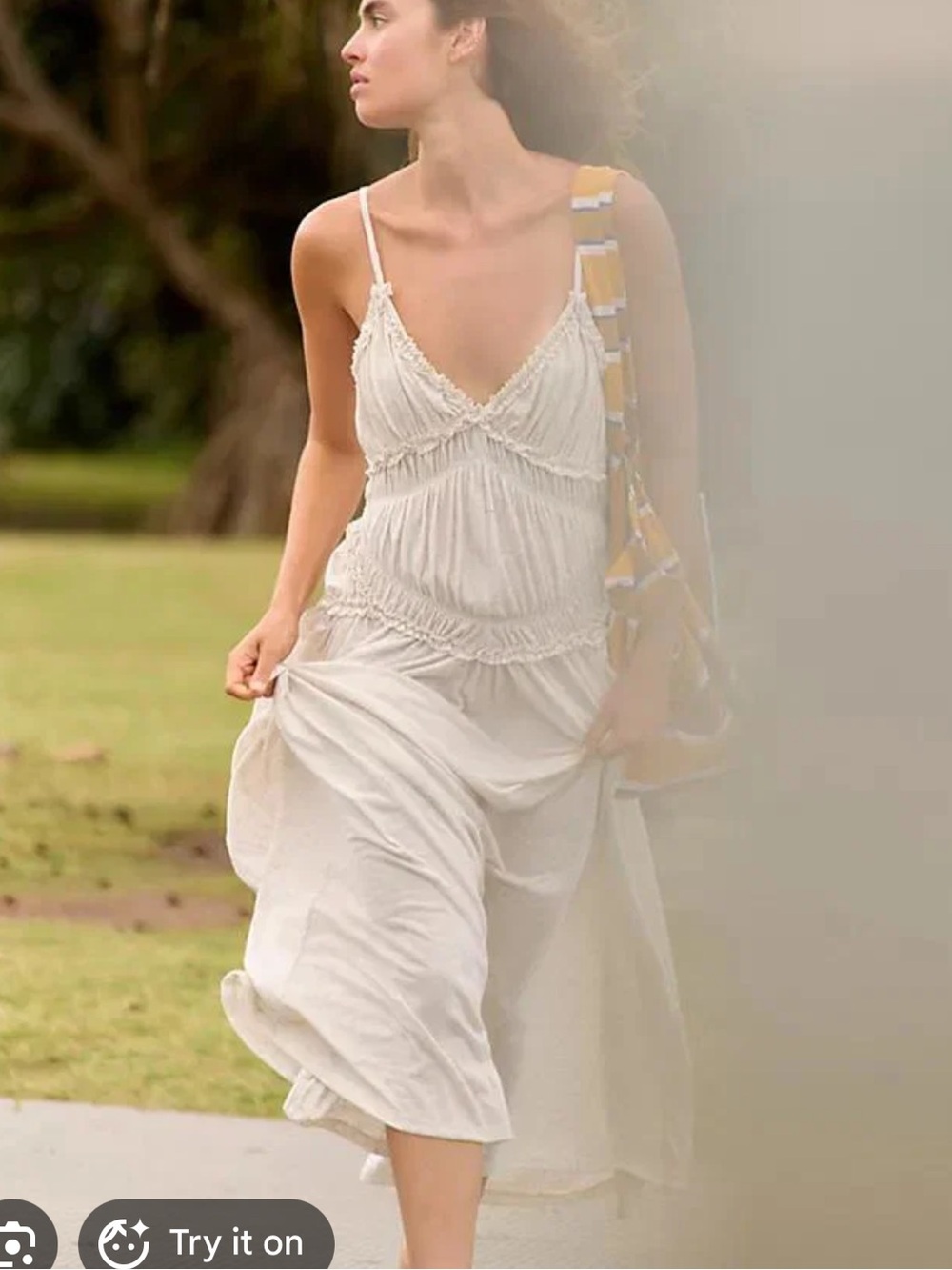 Free People Marina Muse Textured Gathered Cinched Jersey Maxi Dress L